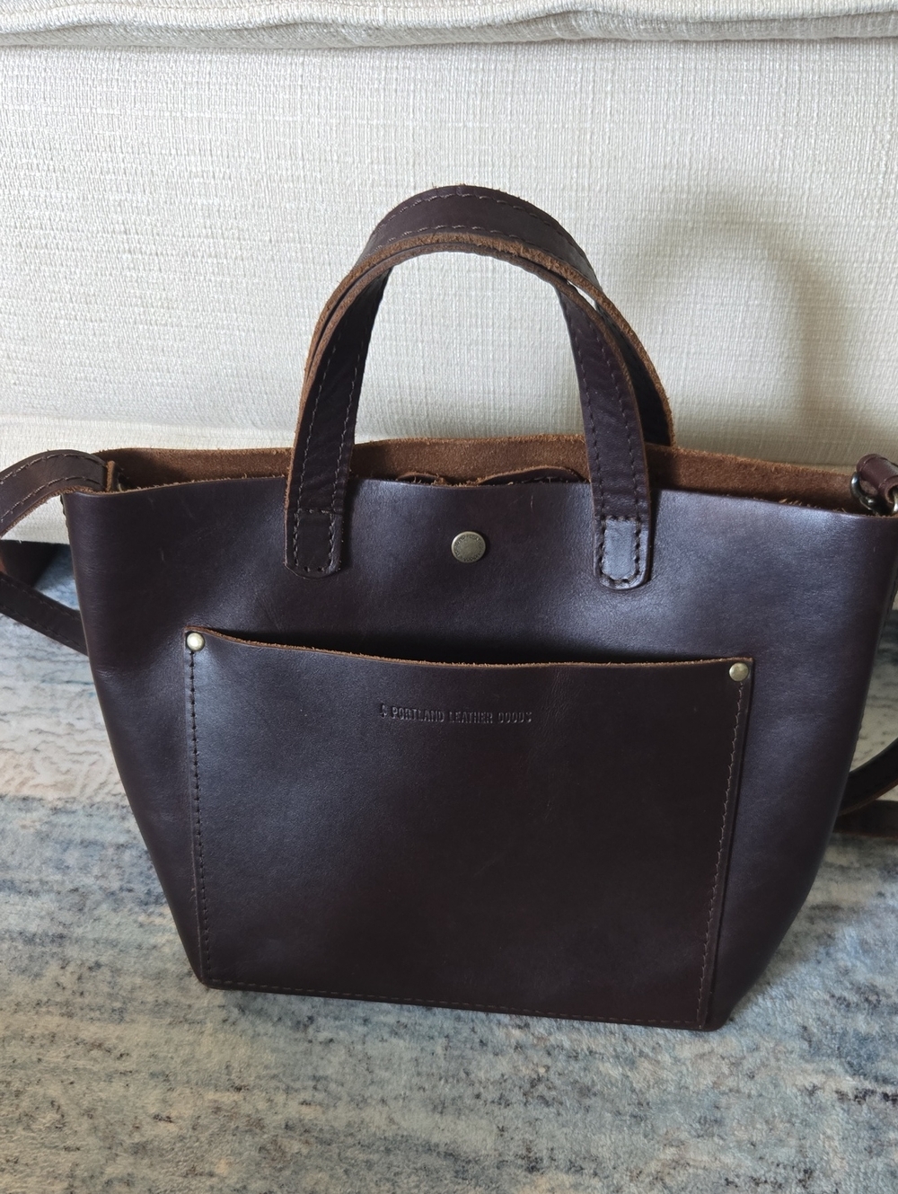 Portland Leather Dark Brown Crossbody Tote with Front Pocket